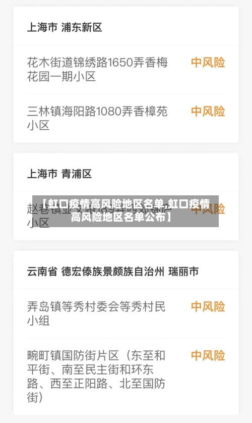 【虹口疫情高风险地区名单,虹口疫情高风险地区名单公布】