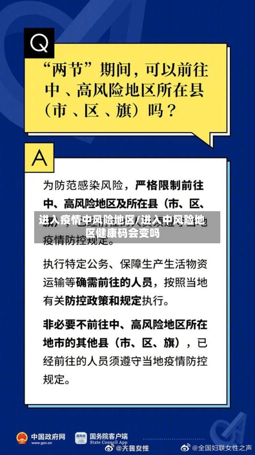 进入疫情中风险地区/进入中风险地区健康码会变吗