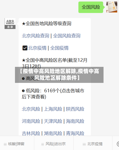 【疫情中高风险地区解除,疫情中高风险地区解除条件】