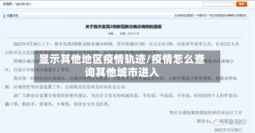 显示其他地区疫情轨迹/疫情怎么查询其他城市进入