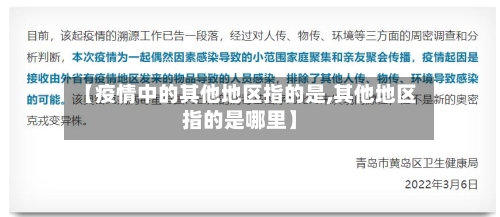 【疫情中的其他地区指的是,其他地区指的是哪里】-第2张图片